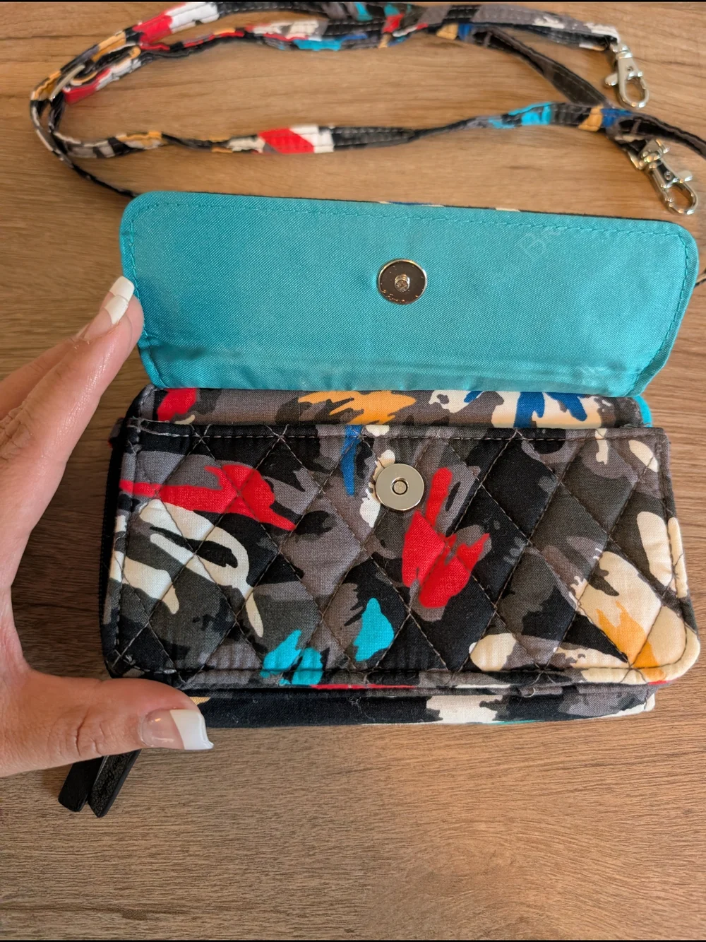 Vera Bradley Cotton Quilted Wallet Crossbody, Shoulder Strap Included
